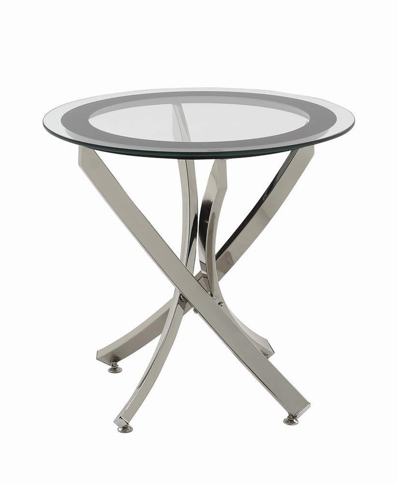 Brooke Glass Top End Table Chrome and Black - Furniture Now (CA)