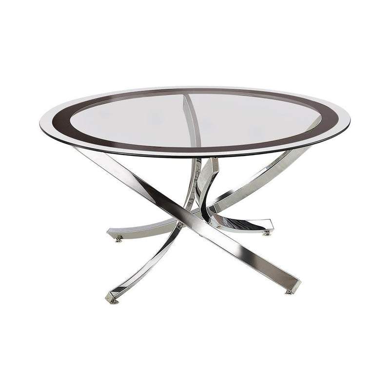 Brooke Glass Top Coffee Table Chrome and Black - Furniture Now (CA)