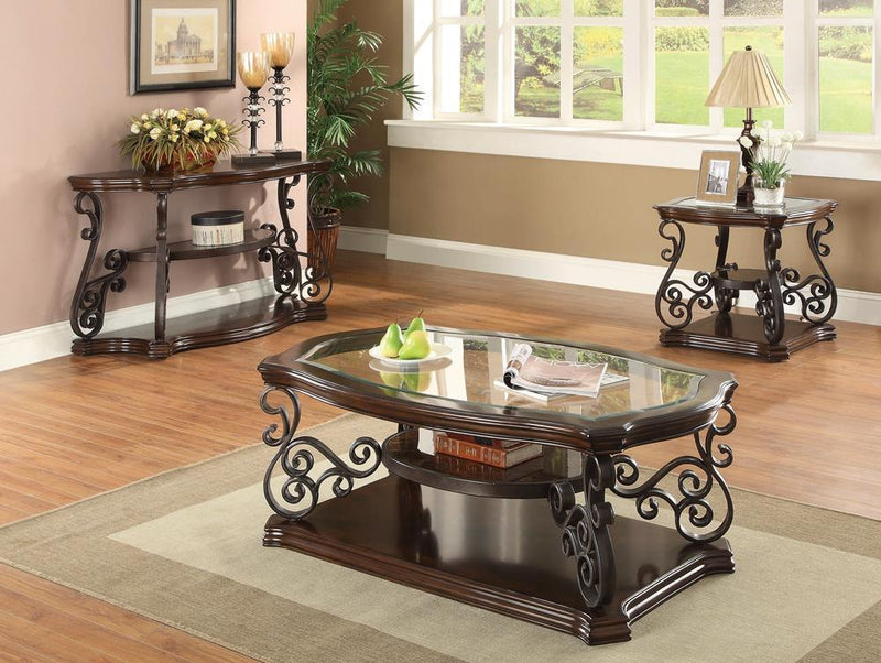 Laney End Table Deep Merlot and Clear - Furniture Now (CA)