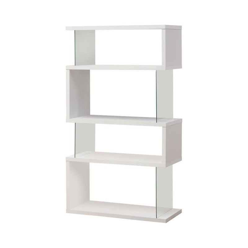 Emelle 4-tier Bookcase White and Clear - Furniture Now (CA)
