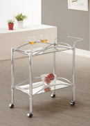 Shadix 2-tier Serving Cart with Glass Top Chrome and Clear - Furniture Now (CA)