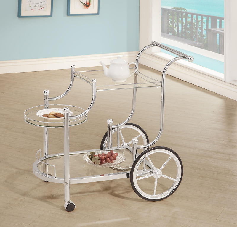 Sarandon 3-tier Serving Cart Chrome and Clear - Furniture Now (CA)