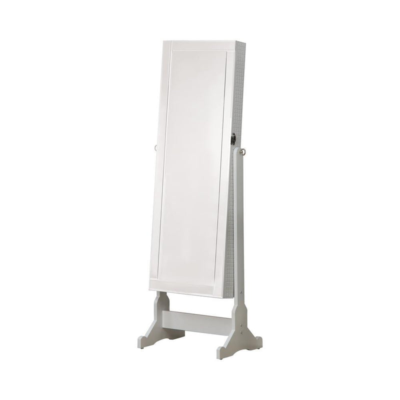 Zayas Storage Jewelry Cheval Mirror White - Furniture Now (CA)