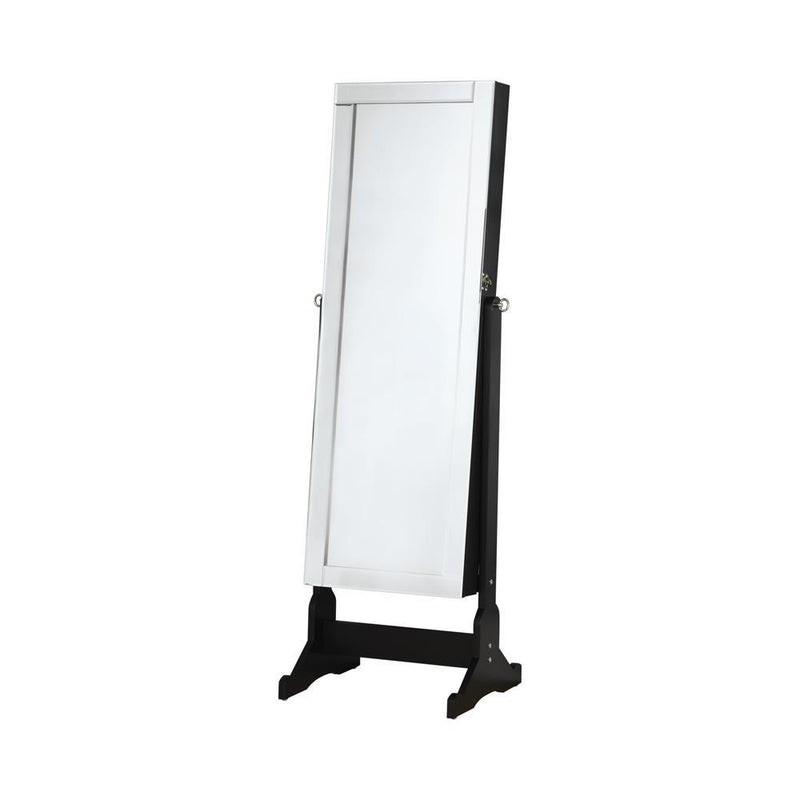 Cortez Storage Jewelry Cheval Mirror Black - Furniture Now (CA)