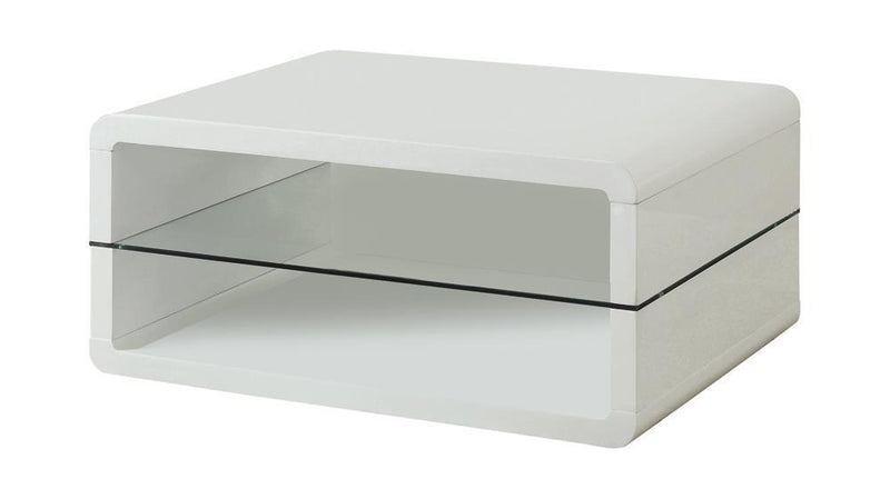 Elana Rectangle 2-shelf Coffee Table Glossy White - Furniture Now (CA)