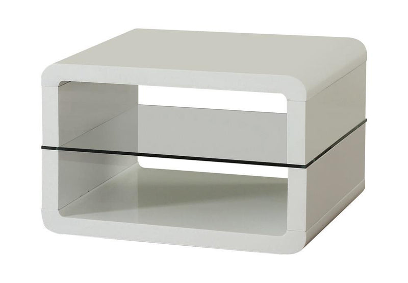 Elana Square 2-shelf End Table Glossy White - Furniture Now (CA)