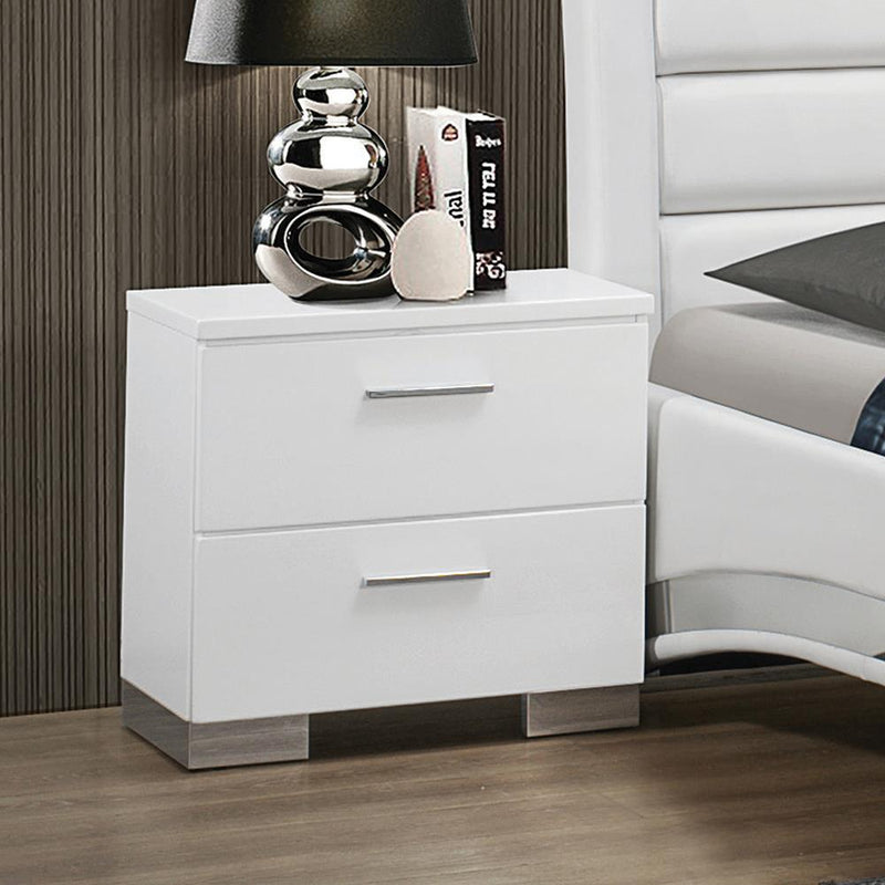 Felicity 2-drawer Nightstand Glossy White - Furniture Now (CA)