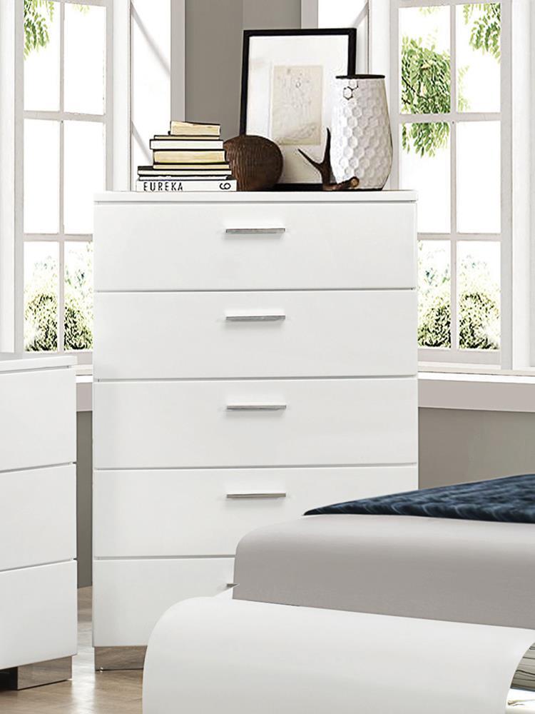 Felicity 5-drawer Chest Glossy White - Furniture Now (CA)
