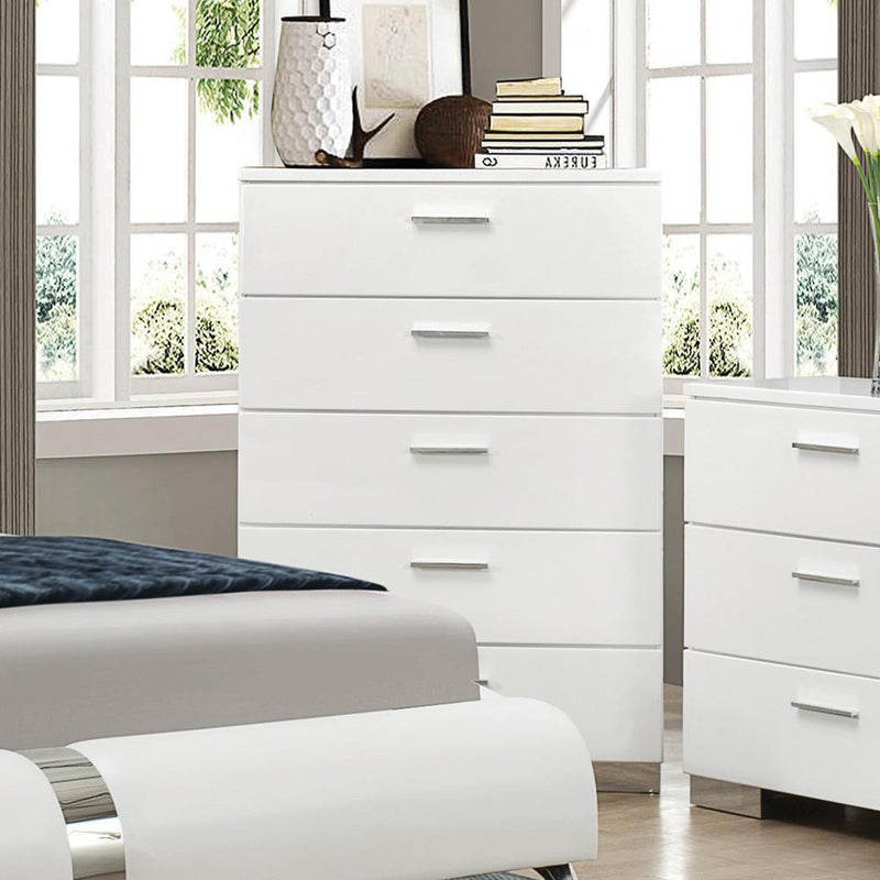 Felicity 5-drawer Chest Glossy White - Furniture Now (CA)