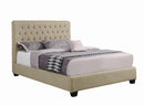 Chloe Tufted Upholstered Eastern King Bed Oatmeal - Furniture Now (CA)