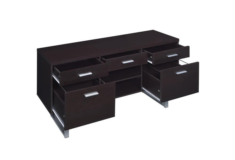 Lawtey 5-drawer Credenza with Adjustable Shelf Cappuccino - Furniture Now (CA)