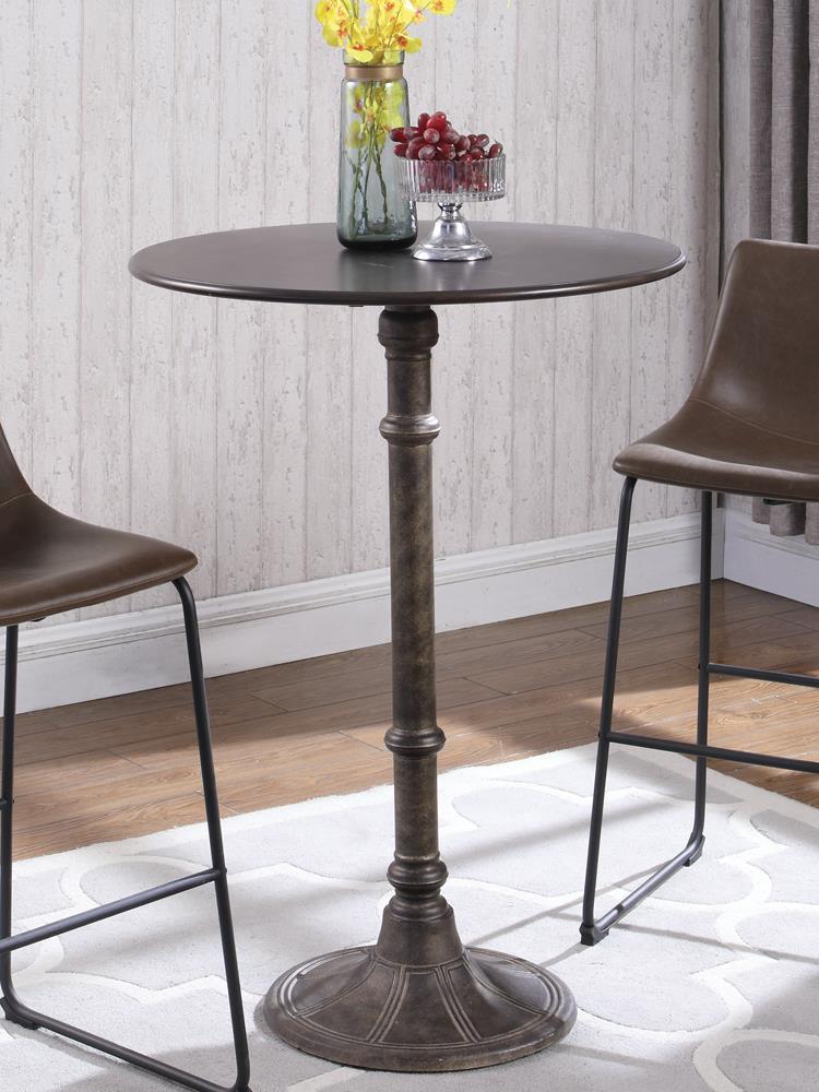 Oswego Round Bar Table Dark Russet and Antique Bronze - Furniture Now (CA)
