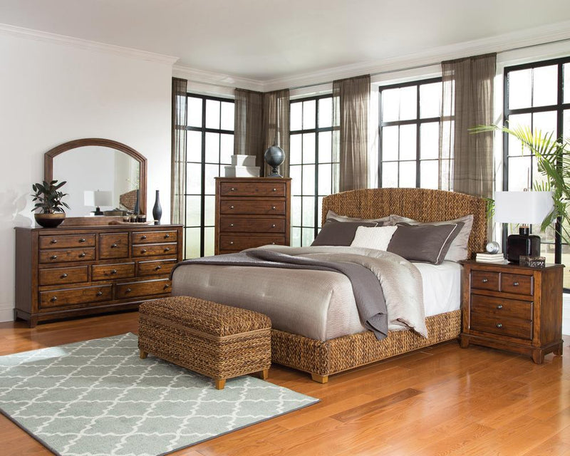 Laughton Hand-Woven Banana Leaf California King, E.King, & Queen Bed Amber - Furniture Now (CA)