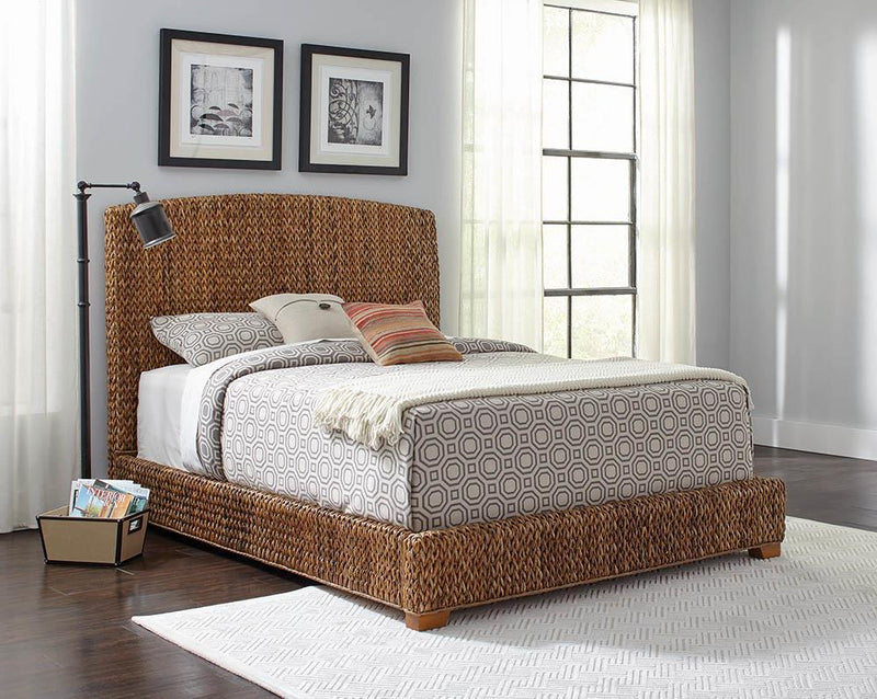 Laughton Hand-Woven Banana Leaf California King, E.King, & Queen Bed Amber - Furniture Now (CA)