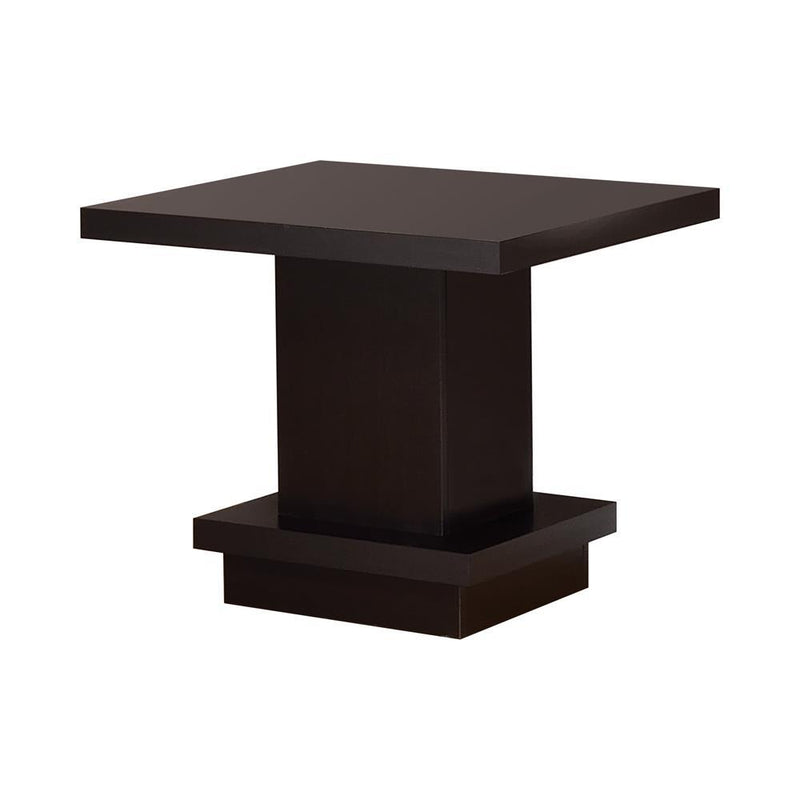 Reston Pedestal Square End Table Cappuccino - Furniture Now (CA)