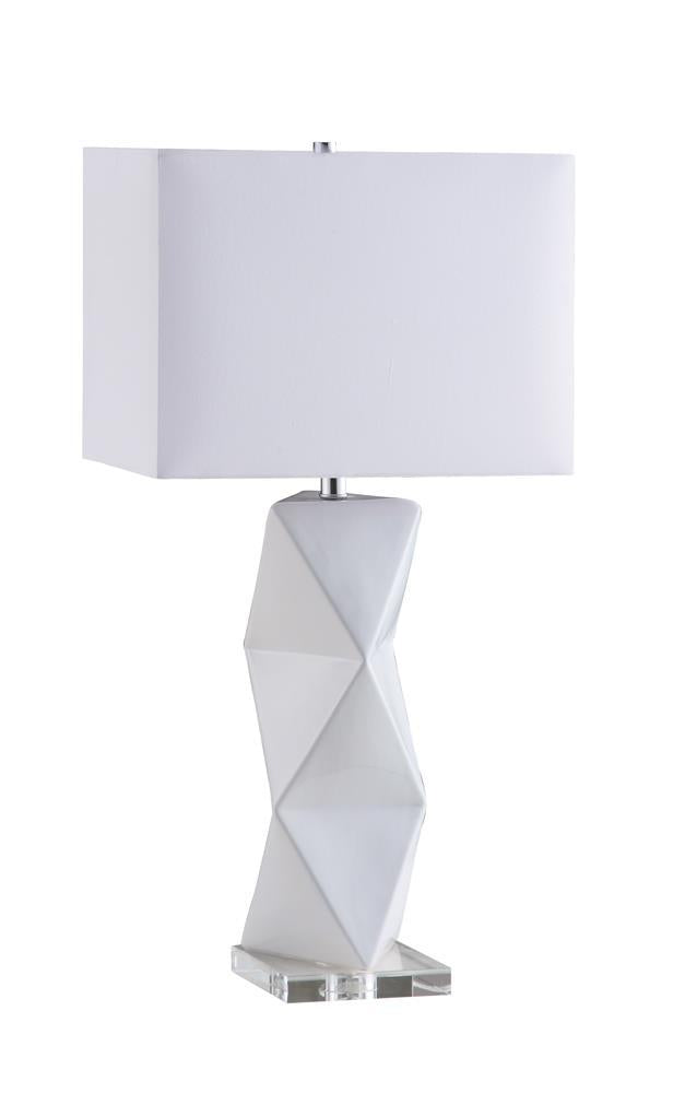 Camie Geometric Ceramic Base Table Lamp White - Furniture Now (CA)