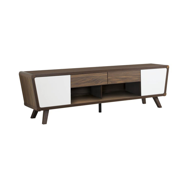 Alvin 2-drawer TV Console Dark Walnut and Glossy White - Furniture Now (CA)