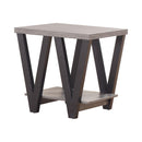 Stevens V-shaped End Table Black and Antique Grey - Furniture Now (CA)