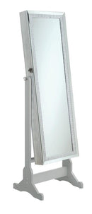Elle Jewelry Cheval Mirror with Crytal Trim Silver - Furniture Now (CA)