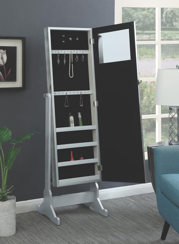 Elle Jewelry Cheval Mirror with Crytal Trim Silver - Furniture Now (CA)