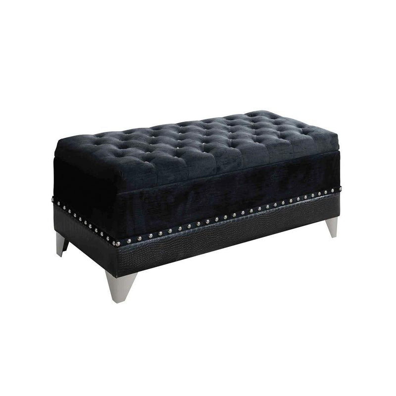 Barzini Tufted Rectangular Trunk with Nailhead Black - Furniture Now (CA)