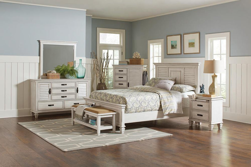 Franco Eastern King & Queen Panel Bed Antique White & Oak - Furniture Now (CA)