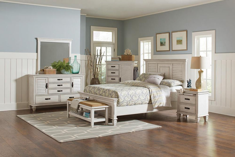 Franco Eastern King & Queen Panel Bed Antique White & Oak - Furniture Now (CA)