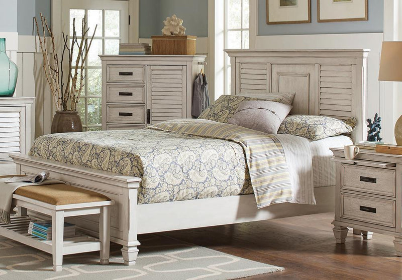 Franco Eastern King & Queen Panel Bed Antique White & Oak - Furniture Now (CA)