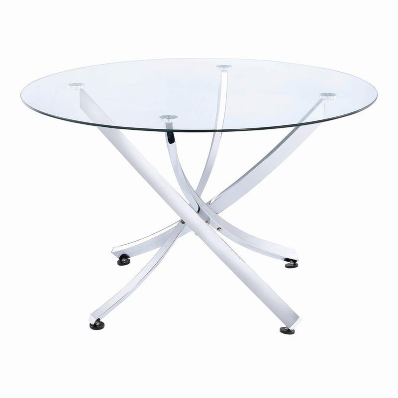 Beckham Round Dining Table Chrome and Clear - Furniture Now (CA)