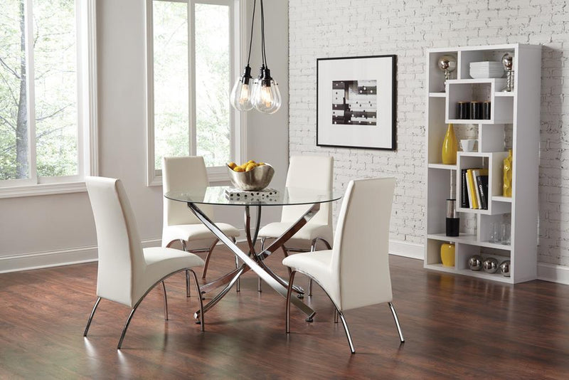 Beckham Round Dining Table Chrome and Clear - Furniture Now (CA)