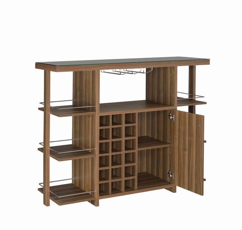 Evelio Bar Unit with Wine Bottle Storage Walnut - Furniture Now (CA)