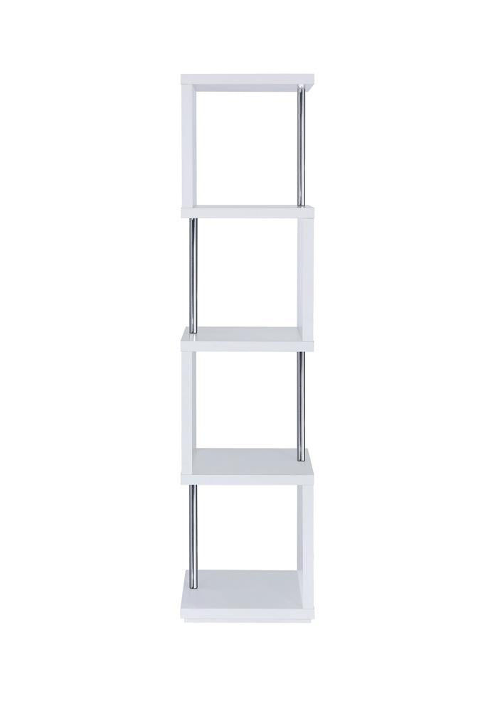 Baxter 4-shelf Bookcase White and Chrome - Furniture Now (CA)