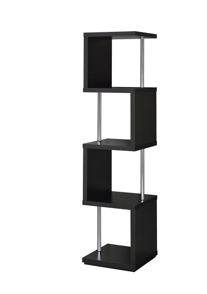 Baxter 4-shelf Bookcase Black and Chrome - Furniture Now (CA)