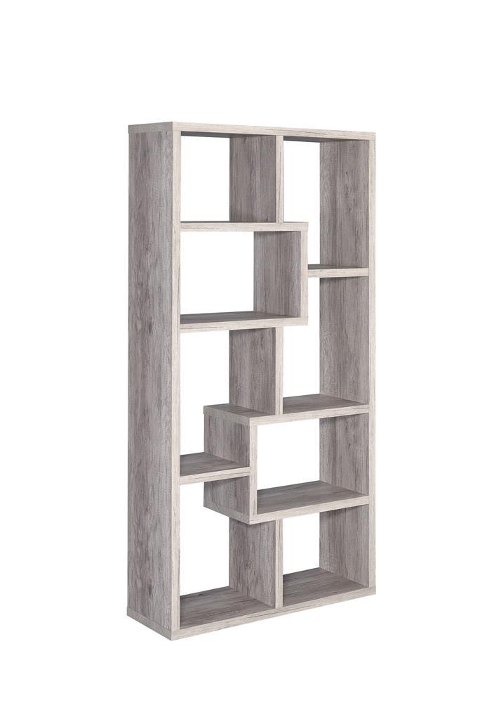 Theo 10-shelf Bookcase Grey Driftwood - Furniture Now (CA)