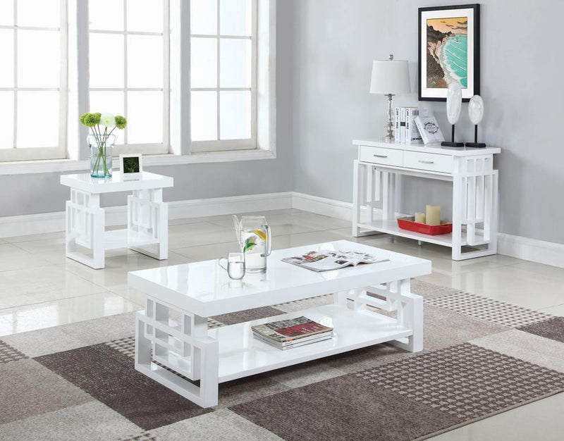 Schmitt Rectangular Coffee Table High Glossy White - Furniture Now (CA)