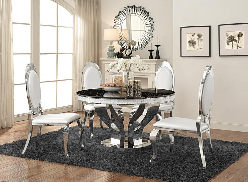Anchorage Round Dining Table Chrome and Black - Furniture Now (CA)