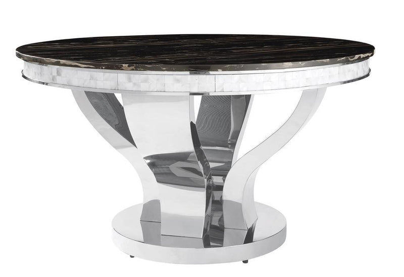 Anchorage Round Dining Table Chrome and Black - Furniture Now (CA)