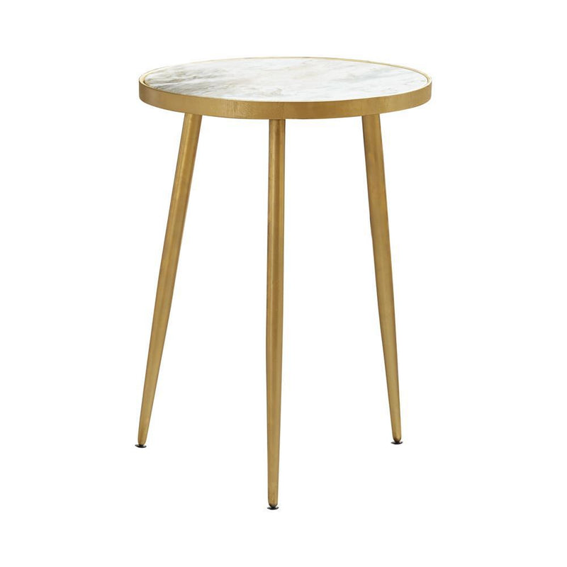 Acheson Round Accent Table White and Gold - Furniture Now (CA)