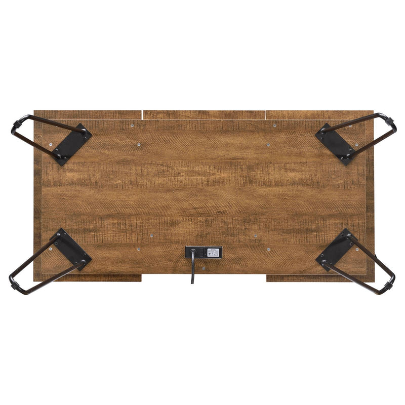 Sheeran Writing Desk with 4 Hidden Storages Rustic Amber - Furniture Now (CA)