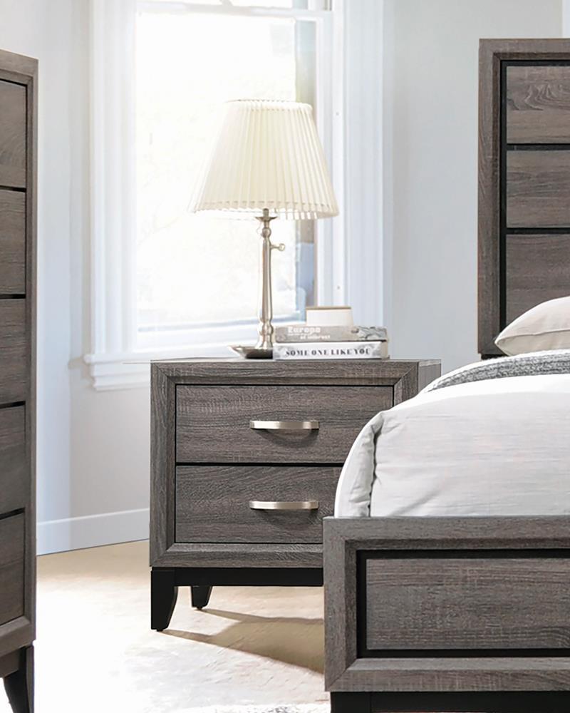 Watson 2-drawer Nightstand Grey Oak and Black - Furniture Now (CA)