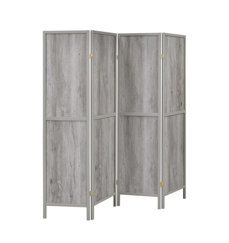 Deepika 4-panel Folding Screen Grey Driftwood - Furniture Now (CA)