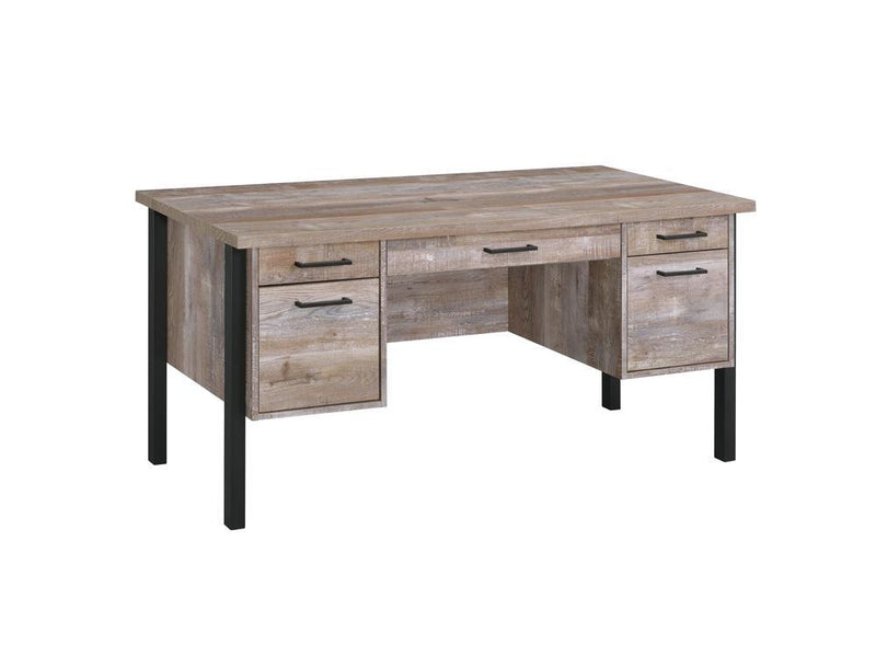 Samson 4-drawer Office Desk Weathered Oak - Furniture Now (CA)