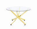 Beckham Round Dining Table Brass and Clear - Furniture Now (CA)