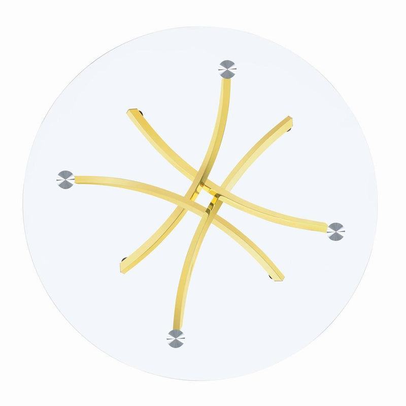 Beckham Round Dining Table Brass and Clear - Furniture Now (CA)