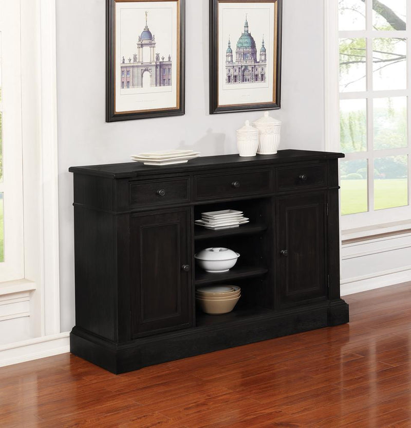Phelps 2-door Rectangular Server Antique Noir - Furniture Now (CA)