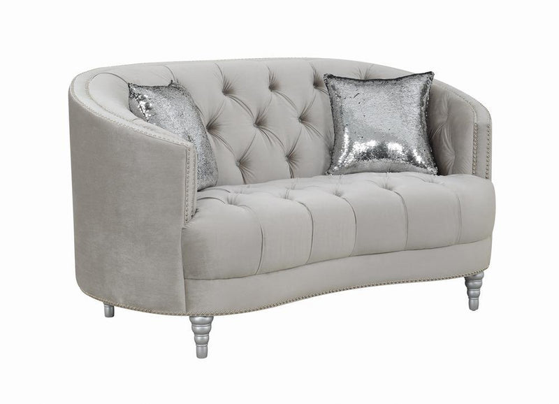 Avonlea Sloped Arm Tufted Loveseat Grey - Furniture Now (CA)