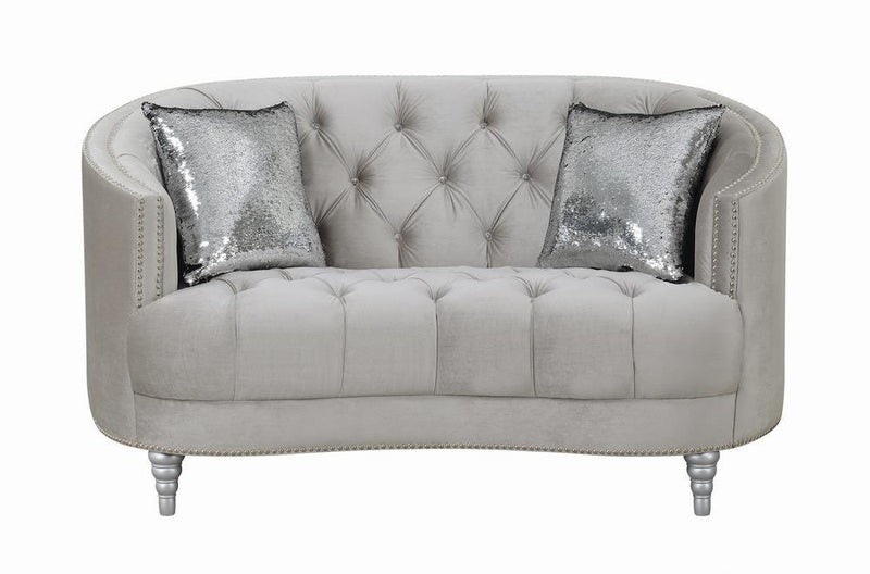 Avonlea Sloped Arm Tufted Loveseat Grey - Furniture Now (CA)