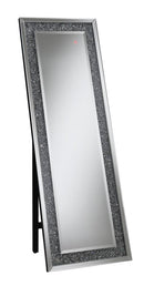 Carisi Rectangular Standing Mirror with LED Lighting Silver - Furniture Now (CA)