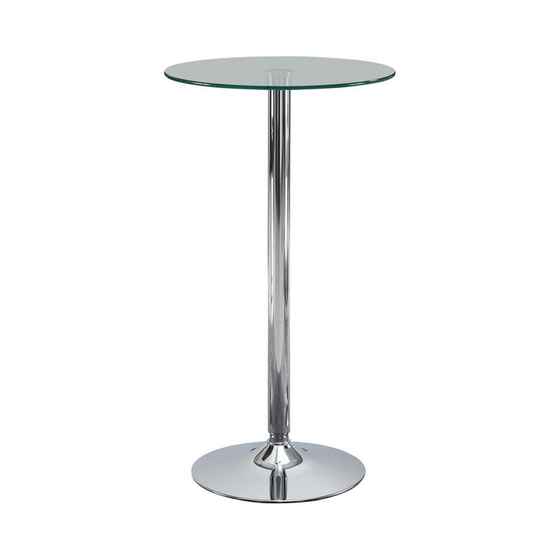Abiline Glass Top Round Bar Table Chrome - Furniture Now (CA)