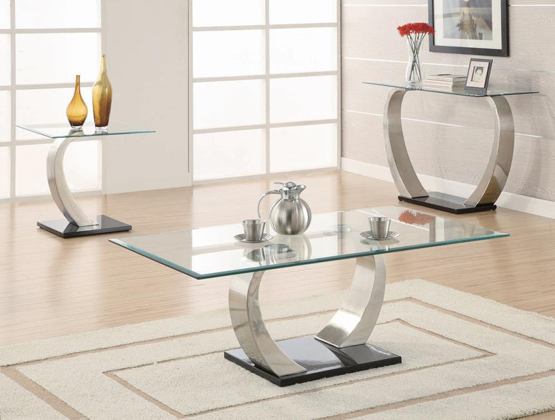 Pruitt Glass Top End Table Clear and Satin - Furniture Now (CA)